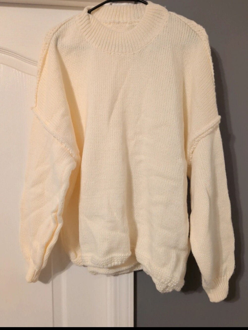 Relaxed Crewneck Sweater in Cream